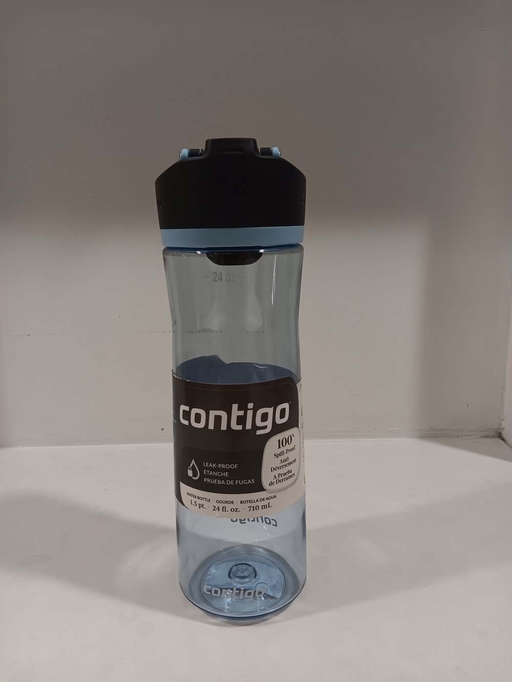 Contigo 24oz Clear Blue Water Bottle with Black Lid